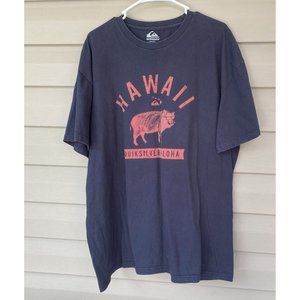Quiksilver T Shirt Mens XXL Hawaii Aloha Pig Regular Fit Blue Cotton